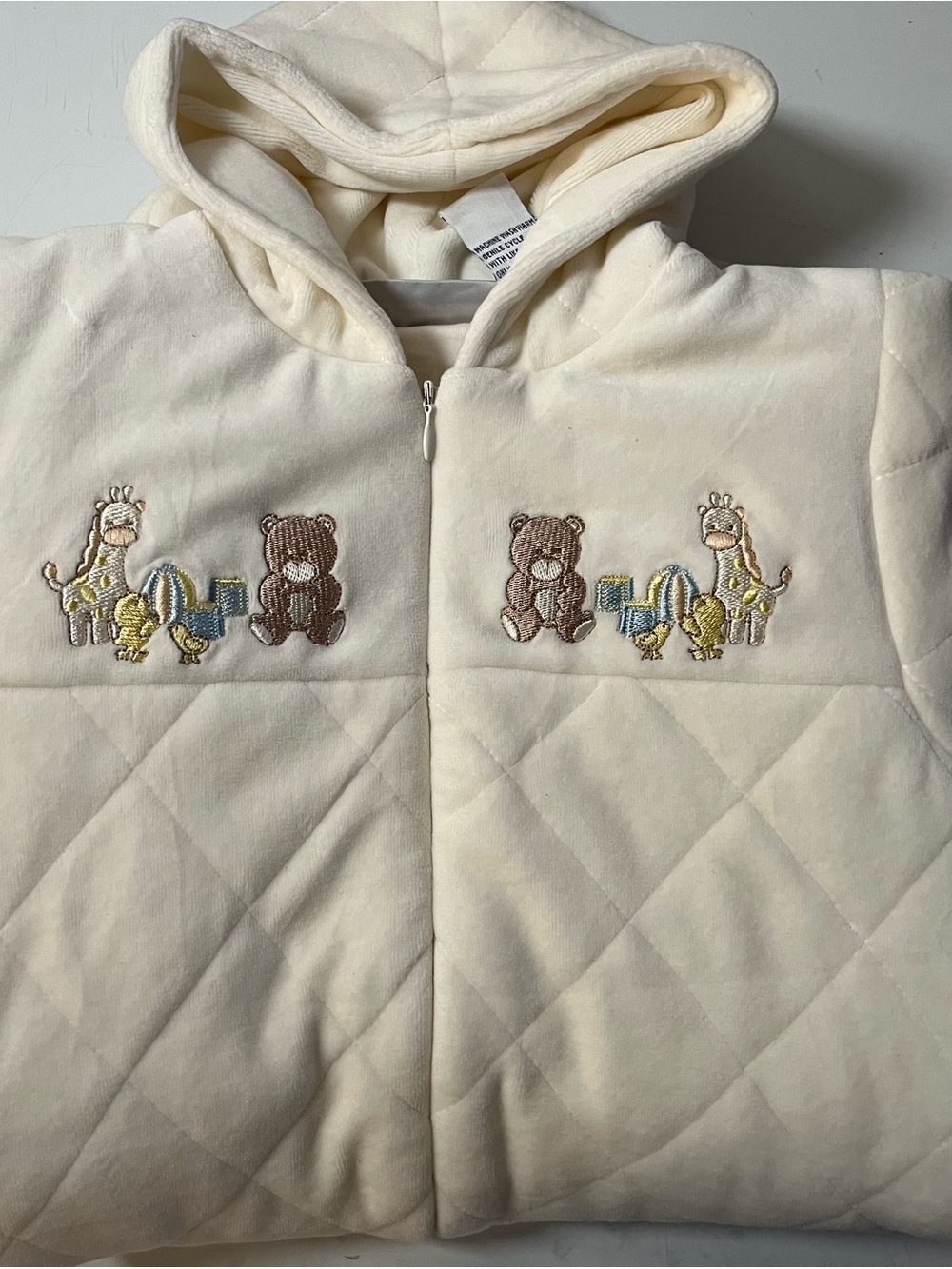 First Impressions Cream Quilted Baby Hoodie